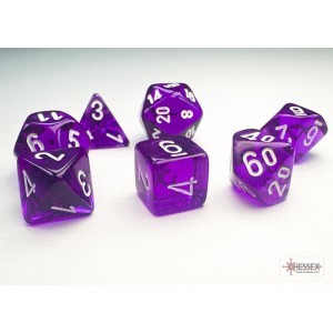 Translucent Mini-hedral Purple/white 7-Die Set (CHX20377)