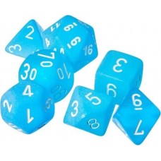 Chessex: Frosted Mini Caribbean Blue/White 7-Die RPG Set (CHX20416)