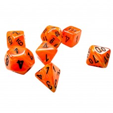 10mm Polyhedral Dice: Vortex - Orange w/ Black (7) (CHX20433)
