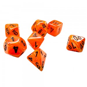 10mm Polyhedral Dice: Vortex - Orange w/ Black (7) (CHX20433)