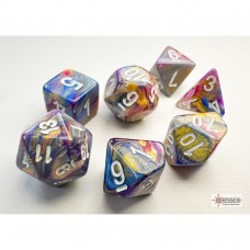 10mm Polyhedral Dice: Festive - Carousel w/ White (7) (CHX20440)