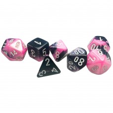 10mm Polyhedral Dice: Gemini - Black-Pink w/ White (7) (CHX20630)