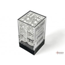 Translucent Clear/white 16mm d6 Dice Block (12 dice) (CHX23601)