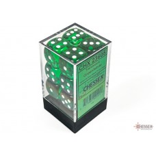Translucent Green/white 16mm d6 Dice Block (12 dice) (CHX23605)