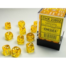 Translucent Yellow/white 12mm d6 Dice Block (36 dice) (CHX23802)