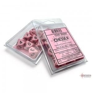 Chessex d10 Dice Set: Opaque - Pastel Pink/Black (10) (CHX25264)