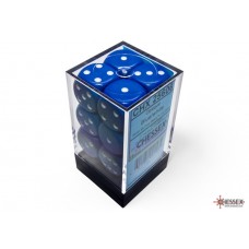 Opaque Blue/white 16mm d6 Dice Block (12 dice) (CHX25606)