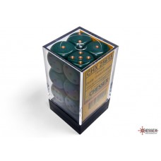 Opaque Dusty Green/copper 16mm d6 Dice Block (12 dice) (CHX25615)