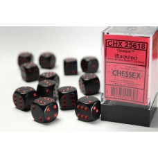  Opaque 16mm d6 Black/red Dice Block™ (12 dice) (CHX25618)