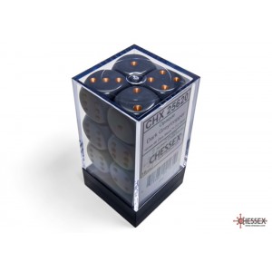 Opaque Dark Grey/copper 16mm d6 Dice Block (12 dice) (CHX25620)