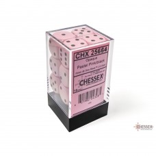 Chessex 16mm d6 Dice Set: Opaque - Pastel Pink/Black (12) (CHX25664)