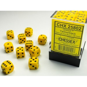 Opaque Yellow/black 12mm d6 Dice Block (36 dice) (CHX25802)