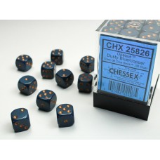 Opaque Dusty Blue/copper 12mm d6 Dice Block (36 dice) (CHX25826)