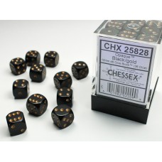 Opaque Black/gold 12mm d6 Dice Block (36 dice) (CHX25828)