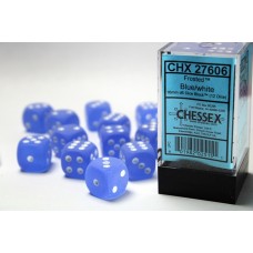 Frosted Blue/white 16mm d6 Dice Block (12 dice) (CHX27606)
