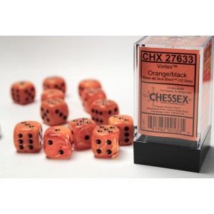 Vortex Orange/black 16mm d6 Dice Block (12 dice) (CHX27633)
