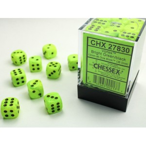 Vortex Bright Green/black 12mm d6 Dice Block (36 dice) (CHX27830)