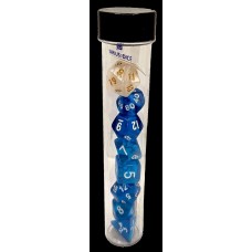 7 Piece Transparent Dice Set - Blue & White (SDZ0001-07)