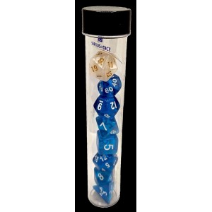 7 Piece Transparent Dice Set - Blue & White (SDZ0001-07)