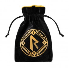 Runic Black & golden Velour Dice Bag (QBRUN121)