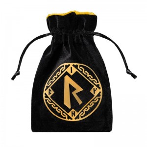 Runic Black & golden Velour Dice Bag (QBRUN121) Runic Black & golden Velour Dice Bag (QBRUN121)