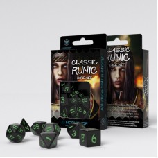 Classic Runic Black & green Dice Set (7) (QSCLR21)