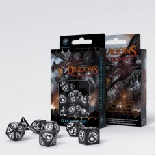 Dragons Black & white Dice Set (7) (QSDRA05)