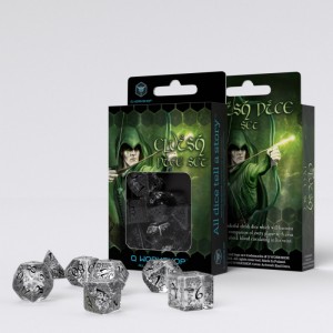 Elvish Translucent & black Dice Set (7) (QSELV10)