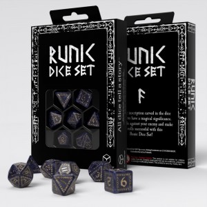 Runic Mixed-blue & gold Dice Set (QSRUN09)