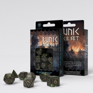 Runic Bottle-green & gold Dice Set (QSRUN98) Runic Bottle-green & gold Dice Set (QSRUN98)