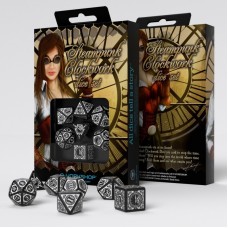 Steampunk Clockwork Black & White Dice Set (7) (QSSTC05)