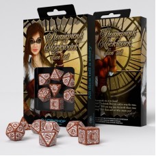 Steampunk Clockwork Caramel & White Dice Set (7) (QSSTC72)