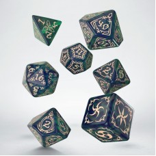 Tribal Dice Set: Blue-green & Beige (QSTRB02)